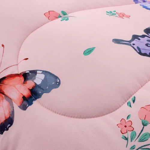 Vista 6 de Btargot Juego de edredón de 3 piezas con diseño de mariposas para niños, juego de cama con estampado de flores coloridas para mujeres y niñas