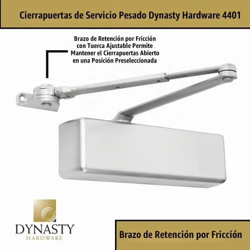 Vista 5 de Dynasty Hardware Cierrapuertas hidráulico comercial de alta resistencia de grado 1 y brazo abierto, cierre automático, tamaño de resorte ajustable