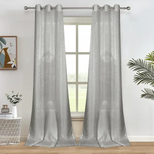 Vista 23 de Melodieux Cortinas Semitransparentes Negras de 63 Pulgadas de Largo para Ventanas Pequeñas de Sala de Estar y Dormitorio con Aspecto de Lino Rústico