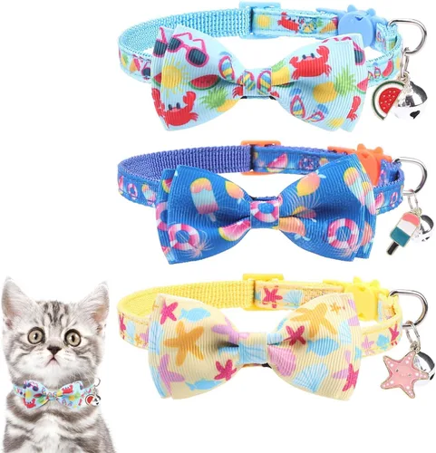 Vista 9 de KOOLTAIL Collar de gato con campana, paquete de 3 collares para gatos con tabla de advertencia para colgar «Do Not Feed Me», lindo collar ligero
