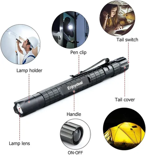 Vista 2 de 5 linternas LED ultra delgadas XP-E R3 1000 lúmenes, linterna de bolsillo impermeable para interiores y exteriores, inspección de trabajo
