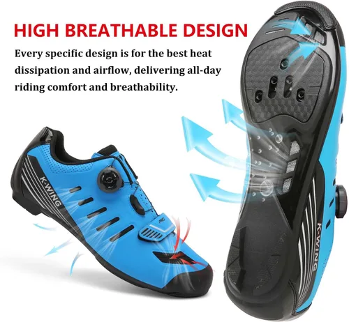 Vista 2 de Zapatos de ciclismo unisex compatibles con Pelaton para interiores, zapatos de bicicleta de carretera, zapatos de bicicleta de montaña para hombres