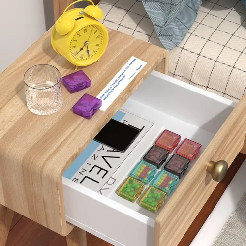 Vista 6 de Bonito pastillero pequeño de viaje, Urekt 10 piezas Mini organizador de pastillas de bolsillo, contenedores diarios de una sola pastilla portátiles