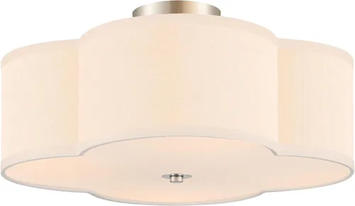 Vista 14 de VONLUCE Lámpara de techo semiempotrada de 12.6 pulgadas, moderna lámpara de techo de 3 luces con pantalla en forma de pétalos blancos, 3 enchufes
