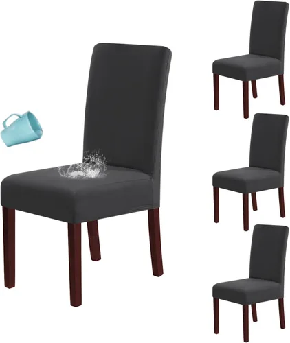 Vista 10 de H.VERSAILTEX Juego de 4 fundas 100% impermeables para sillas de comedor, fundas elásticas para sillas de comedor, fundas protectoras para sillas