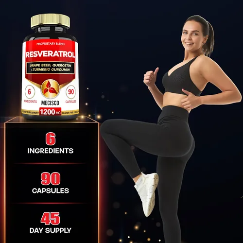 Vista 5 de Mecisco Suplemento de resveratrol trans con semilla de uva, cardo mariano y más - Resveratrol - 6 soportes herbales para el sistema inmunológico