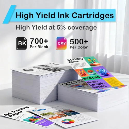 Vista 3 de Cartuchos de tinta de impresora 65 65xL, color negro, paquete combinado de repuesto para HP Ink 65 HP65 XL 65XL negro y uso de color con HP Envy