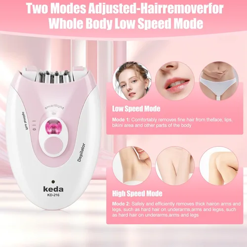 Vista 3 de Depiladora para mujeres, depiladoras con luz LED, dispositivo de depilación de doble velocidad, depilación facial para mujeres, inalámbrica