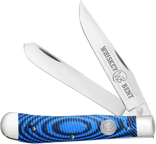 Vista 21 de WHISKEY BENT HAT CO. Navaja de bolsillo plegable tradicional Trapper de 4.125 pulgadas, longitud cerrada, cuchillas de acero inoxidable 440C (azteca)