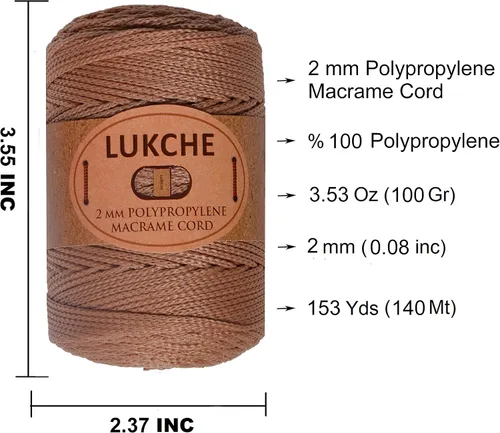 Vista 3 de Cordón de macramé de poliéster de 0.059-0.079 in, 3 madejas (3 x 153 yardas), cuerda de macramé 100% polipropileno de alta calidad, bolsa
