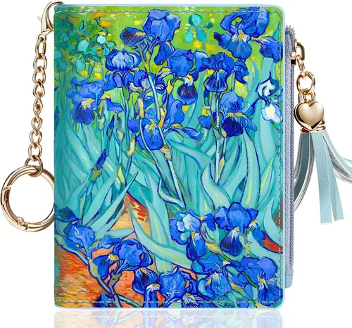 Vista 10 de Gostwo Billeteras pequeñas para mujer, elegante cartera para mujer con ventana de identificación, bolsillo con cremallera para monedas y borla.