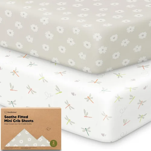 Vista 14 de 2 paquetes de sábanas ajustadas para mini cuna - 38x26 sábanas Pack N Play para colchón Pack and Play, algodón orgánico, ropa de cama transpirable