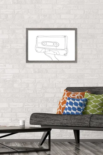 Vista 2 de Trends International LÍNEA Y CEPILLO - Póster de pared de casete de línea continua, 14.72 x 22.37 pulgadas, versión enmarcada de madera de granero