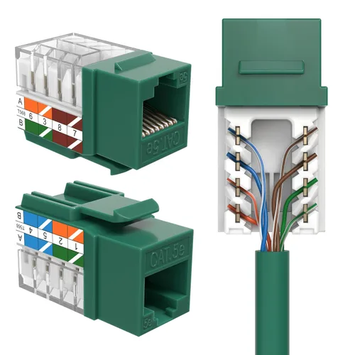 Vista 9 de SATMAXIMUM Conector de pared Ethernet Keystone Cat5e Punch Down UTP 45 grados (terminación más fácil que 90 grados), terminación de velocidad