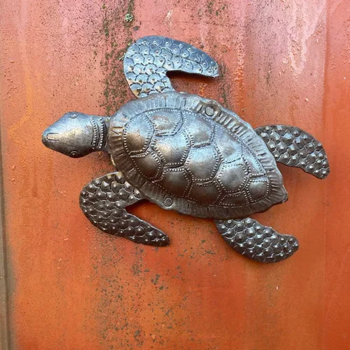 Vista 5 de It's Cactus Tortugas marinas, arte metálico de playa, juego de 2, figuras náuticas para colgar en la pared, decoración del hogar, animales marinos