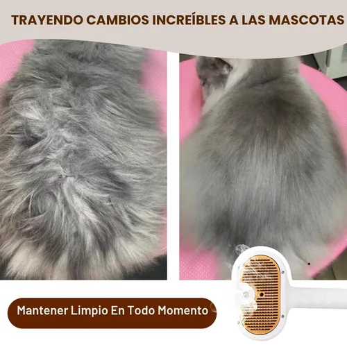 Vista 7 de Cepillo de vapor para mascotas para perros y gatos – Peine de depilación en aerosol 3 en 1 para quitar pelo y aseo, suaviza la piel y reduce
