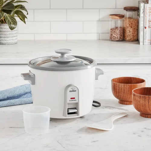 Vista 4 de Zojirushi Olla arrocera/vaporera de 3 tazas (blanco)