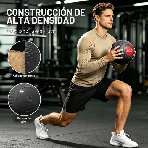 Vista 4 de Slam Ball - Pelotas medicinales con peso para ejercicio y entrenamiento, fuerza, cardio, entrenamiento cruzado y entrenamientos básicos Negro