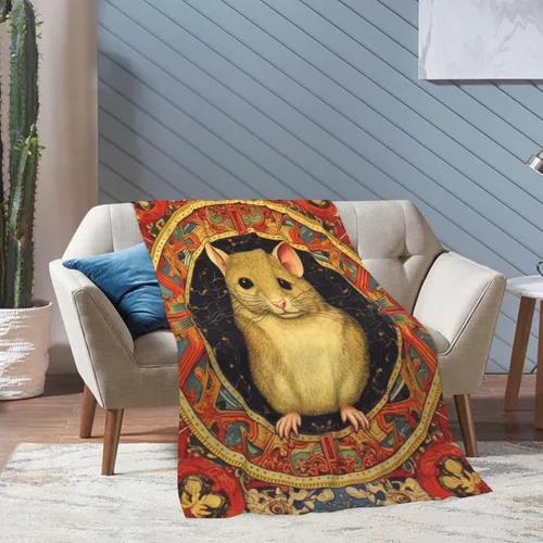 Vista 3 de Manta de forro polar con estampado digital de ratas, súper suave y cálida, 50 x 70 pulgadas, para sofá, acogedora, mullida