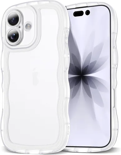Vista 68 de SKYLMW Funda compatible con iPhone 12 Pro, diseño de ondas rizadas kawaii, borde chapado de lujo, elegante parte trasera transparente brillante, TPU