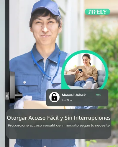 Vista 7 de Cerradura de puerta inteligente con teclado de entrada sin llave con asa y perilla, cerrojo digital para puertas delanteras, dormitorios, oficinas e