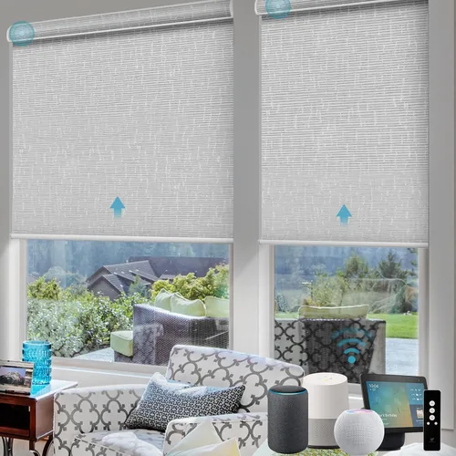Vista 53 de SmartWings Persianas Motorizadas con Sombras para Ventana Control Remoto Funciona con Thread Apple Homekit Z-Wave Alexa 100% Blackout de Doble Cara