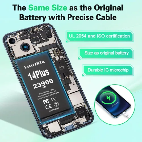 Vista 4 de Batería de 23900 mAh compatible con iPhone 14 Plus, nueva actualización, batería de gran capacidad compatible con iPhone 14 Plus, con kits