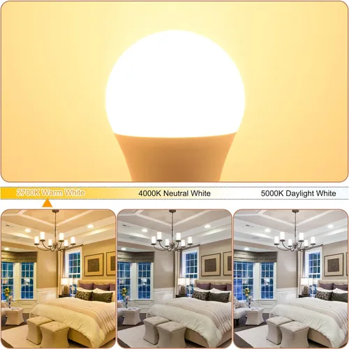 Vista 3 de comzler Bombillas LED A15 equivalentes a 60 W, blanco cálido 2700 K, bombilla redonda LED de base pequeña E12 para ventilador de techo,