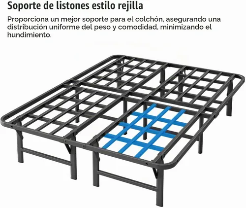 Vista 4 de ZIYOO - Marcos de cama plegables individuales resistentes, base de colchón resistente de 14 pulgadas de alto, marco de cama de plataforma metálica