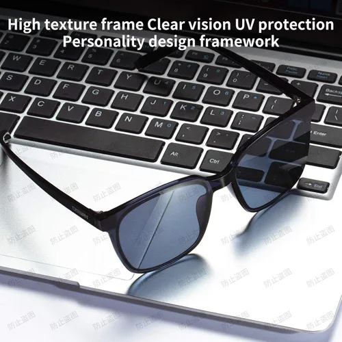 Vista 5 de Gafas de sol cuadradas de plástico para hombre y mujer de color negro con diseño retro 100 de protección UV