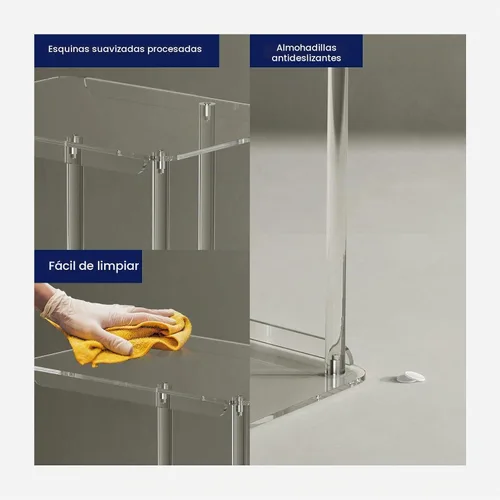 Vista 4 de HMYHUM Mesa auxiliar de acrílico transparente, mesa auxiliar en forma de C para sofá, pequeñas mesas de aperitivos para sala de estar, dormitorio