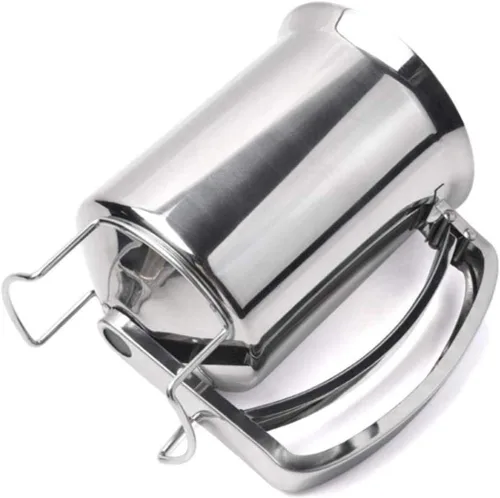 Vista 5 de Dispensador de masa de panqueques de acero inoxidable, dispensador de masa de panqueques de mano, embudo de masa profesional de 30.4 fl oz