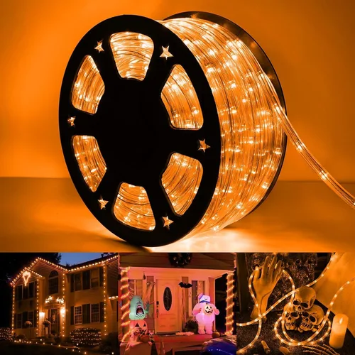 Vista 18 de 50 pies de luces LED de cuerda al aire libre, luces de tubo flexibles y conectables con 8 modos, iluminación LED de cuerda impermeable para Azul