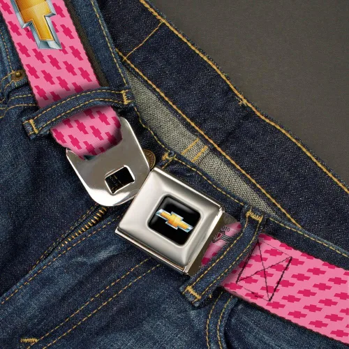Vista 2 de Buckle-Down Cinturón de seguridad Chevy Gold Bowtie con logotipo rosa - 1.0 pulgadas de ancho - 20-36 pulgadas de largo