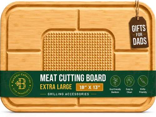 Vista 11 de Tabla de Cortar Carne - Tabla Grande de 18"x12" Reversible de Bambú para Pavo - Bloque de Carnicero de Servicio Pesado con Ranura Profunda
