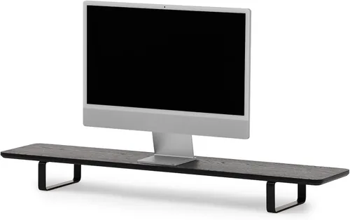 Vista 2 de Oakywood Soporte doble para monitor, hecho a mano en la UE, elevador de madera natural, accesorios para laptop, capacidad de 220 libras, 41.3 x 9