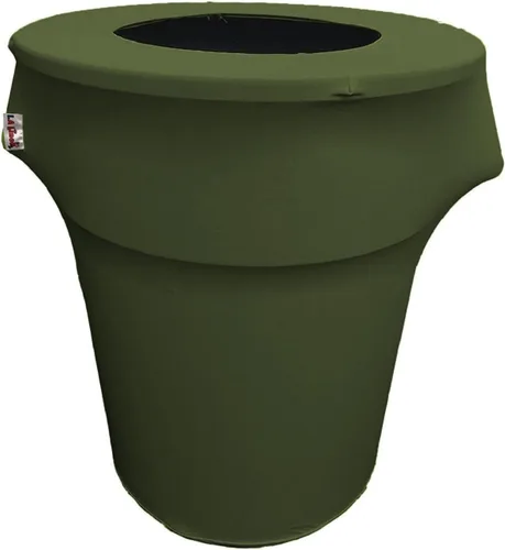 Vista 60 de LA Linen Funda elástica de elastano ajustable para cubo de basura Slim Jim de 23 galones, cubierta de contenedor de residuos, decoración de patio