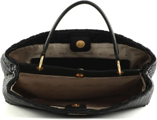 Vista 5 de GUESS Bolso tejido Lisbet, Estampado negro floral, Bolso Lisbet con 2 compartimentos