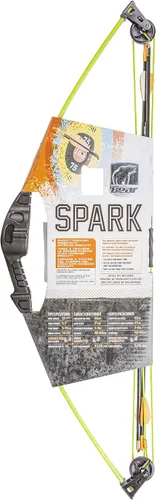 Vista 8 de Bear Archery Spark - Juego de arco juvenil, recomendado para edades de 5 a 10 años, ambidiestro, incluye 2 flechas, protector de brazos, carcaj