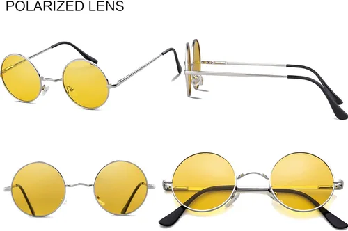 Vista 2 de SORVINO Gafas de sol redondas retro para hombres y mujeres, gafas de sol circulares pequeños