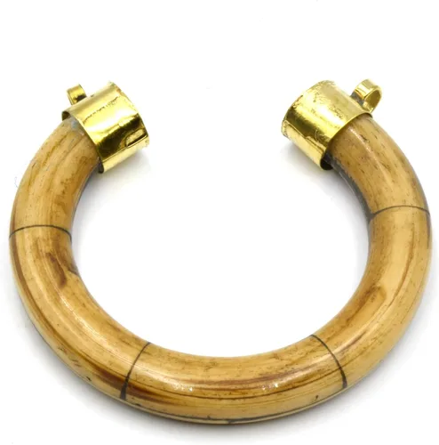 Vista 5 de Colgante de hueso Colgante de media luna redondeada con doble fianza de oro Colgante de collar Colgante focal de hueso de buey Blanco