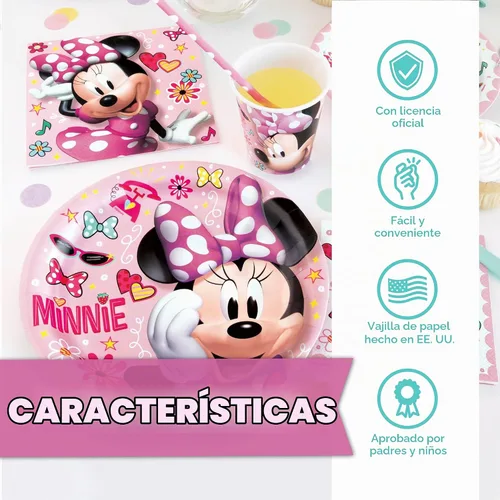 Vista 5 de Cartel de decoración de cumpleaños de Minnie Mouse, mantel y recuerdos