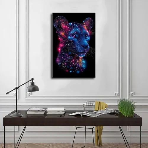 Vista 3 de Synthwave Neon City - Póster de arte retro Vaporwave - Decoración de pared abstracta digital para sala de estar moderna, impresiones de pared