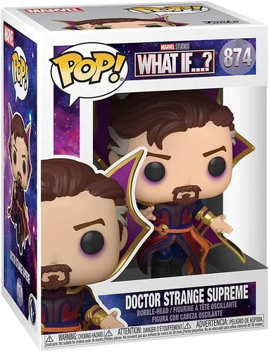 Vista 3 de POP Marvel: What If - Figura de vinilo Pop de Doctor Strange Supreme Funko (incluye funda protectora compatible con Pop Box), multicolor, 3.75