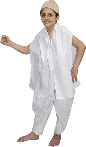 Vista 2 de Kaku Fancy Dresses National HeroFreedom Figter Gandhi Ji Disfraz - Blanco, 3-4 años, para niños