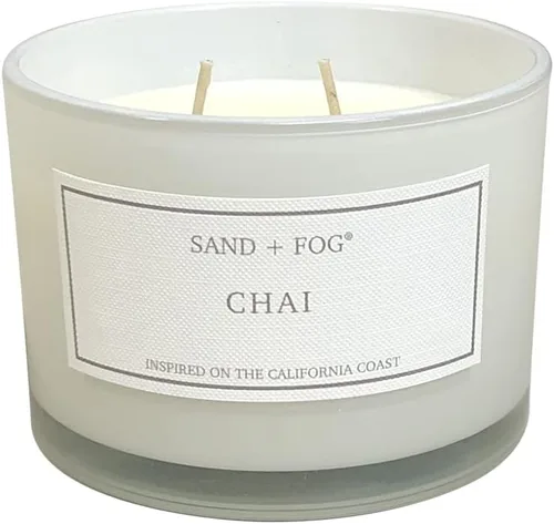 Vista 2 de Sand + Fog Vela perfumada - Chai – Aromas adicionales y tamaños – Mecha 100% de algodón sin plomo - Velas de lujo en frasco para refrescar el aire