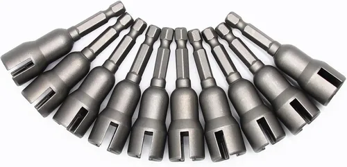 Vista 10 de 1 pieza de destornillador profundo de tuerca de ala, 1/4" de vástago hexagonal con ranura para tuerca de ala, herramienta de enchufe de tuerca