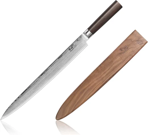 Vista 10 de Cangshan HAKU Series - Cuchillo Sashimi de 8 pulgadas con funda, acero de Damasco forjado X-7, 501103