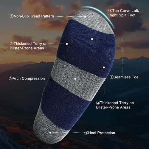 Vista 18 de innotree 3 Pack Men's Merino Wool Hiking Socks, Micro Crew Cushioned Hiking Walking Thermal Moisture Wicking Trekking Socks