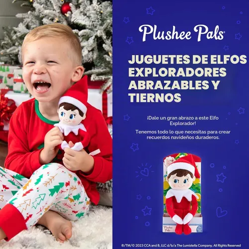 Vista 5 de The Elf on the Shelf Plushee Pals - Juguetes de peluche de elfo explorador de 17 pulgadas, niño de ojos azules, peluche abrazable y adorable